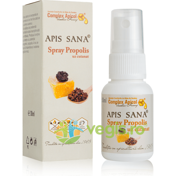 Spray Propolis Apis Sana 30ml — reducere 40% de la 20,4 lei la 12,24 lei