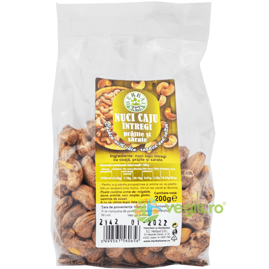 Nuci Caju Intregi, Prajite si Sarate 200g — reducere 30% de la 30,9 lei la 21,63 lei