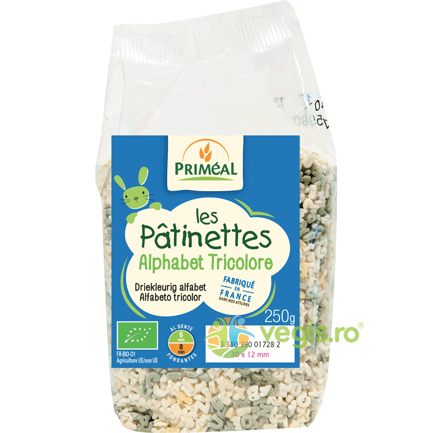 Paste Tricolore Alfabet Ecologice/Bio 250g — reducere 30% de la 19,47 lei la 13,63 lei