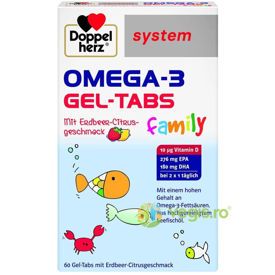 System Omega 3 Gel-Tabs 60cpr masticabile — reducere 30% de la 131,56 lei la 92,09 lei