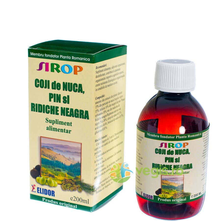Sirop de Coji de Nuca, Pin si Ridiche Neagra 200ml — reducere 30% de la 29,9 lei la 20,93 lei
