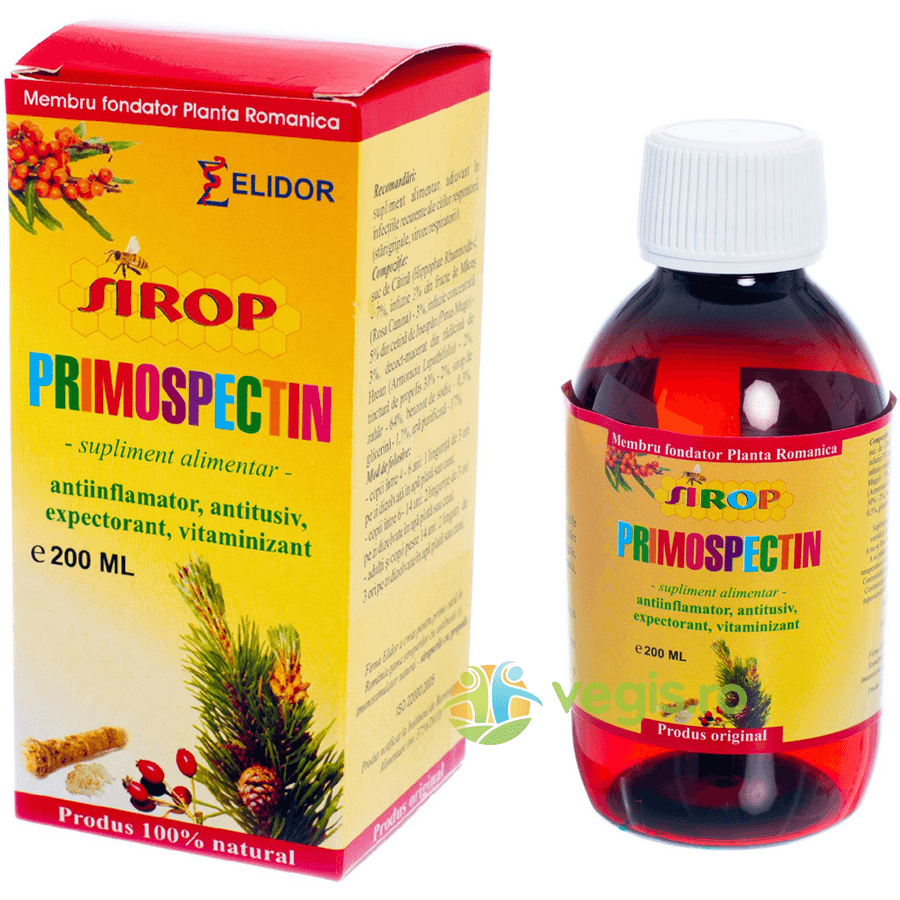 Sirop Primospectin (Antiinflamator, Antitusiv) 200ml — reducere 30% de la 29,9 lei la 20,93 lei