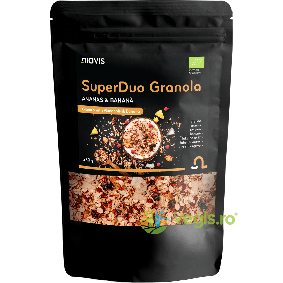 SuperDuo Granola cu Ananas si Banana Ecologica/Bio 250g — reducere 50% de la 49,9 lei la 24,95 lei