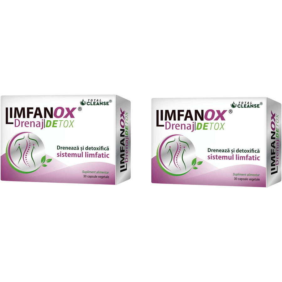 Pachet Limfanox Drenaj Detox 750mg 30cps + 30cps — reducere 27% de la 135,52 lei la 98,93 lei