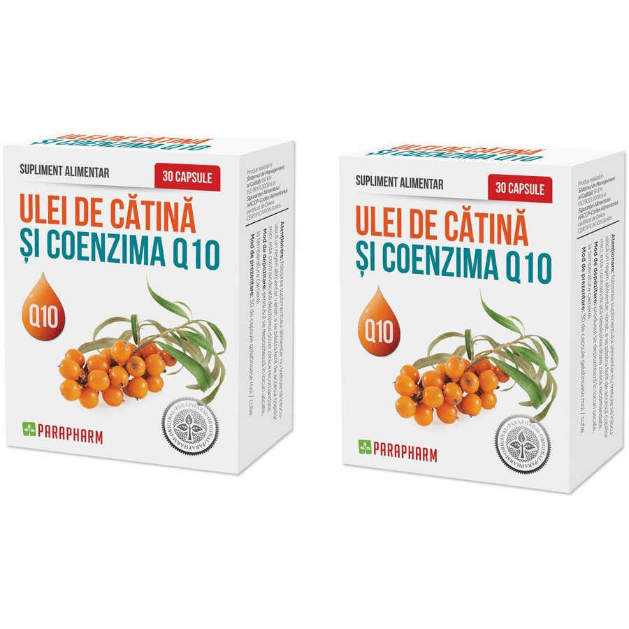 Pachet Ulei de Catina + Coenzima Q10 30cps + 30cps — reducere 50% de la 67,8 lei la 33,9 lei