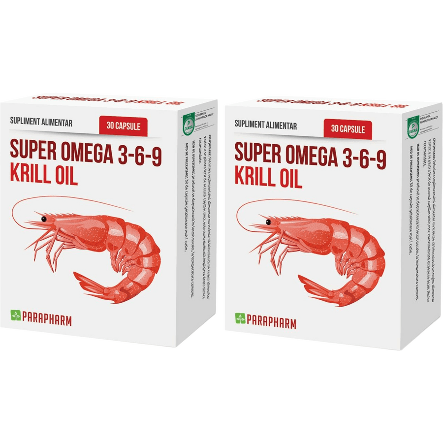 Pachet Super Omega 3-6-9 Krill Oil 30cps+30cps — reducere 50% de la 106,36 lei la 53,18 lei