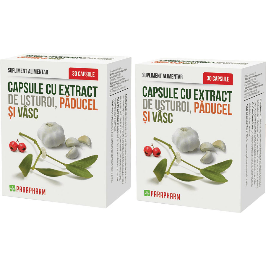 Pachet Capsule cu Extract de Usturoi, Paducel, Vasc 30cps+30cps — reducere 50% de la 81 lei la 40,5 lei