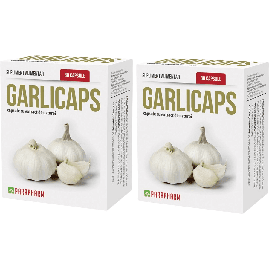Pachet Garlicaps - Capsule Cu Extract De Usturoi 30cps+30cps — reducere 50% de la 54,99 lei la 27,49 lei