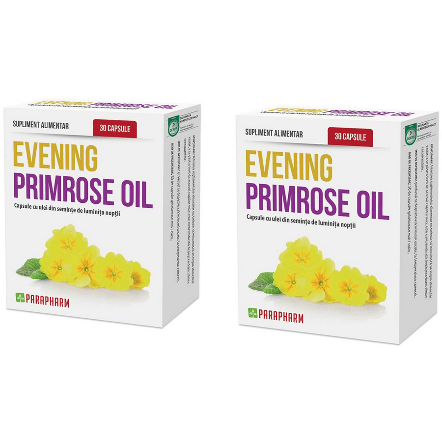 Pachet Evening Primrose 30cps + 30cps — reducere 50% de la 96,58 lei la 48,29 lei
