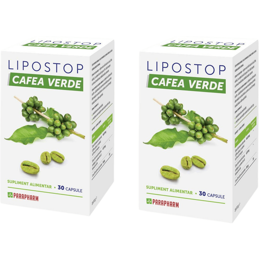 Pachet Lipostop cu Extract de Cafea Verde 30cps + 30cps — reducere 50% de la 97,01 lei la 48,51 lei