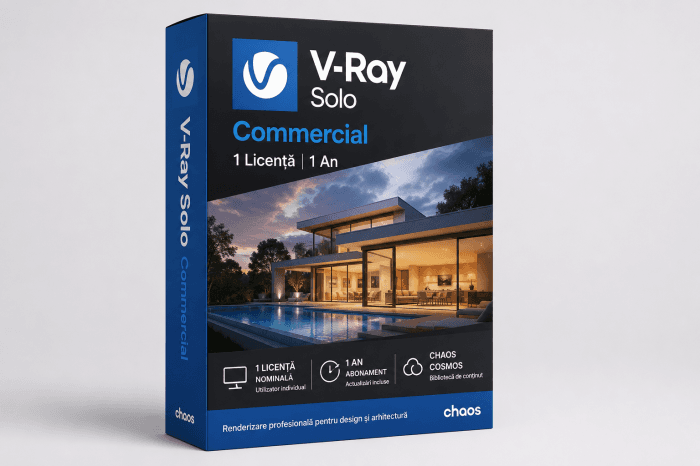 V-Ray Solo Commercial 1 Licenta , Abonament 1 An — reducere 27% de la 2.500 lei la 1.818,18 lei