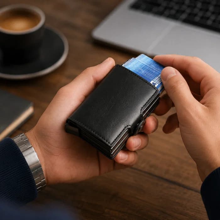 Portofel Compact RFID pentru 14 Carduri — reducere 51% de la 74 lei la 36,36 lei