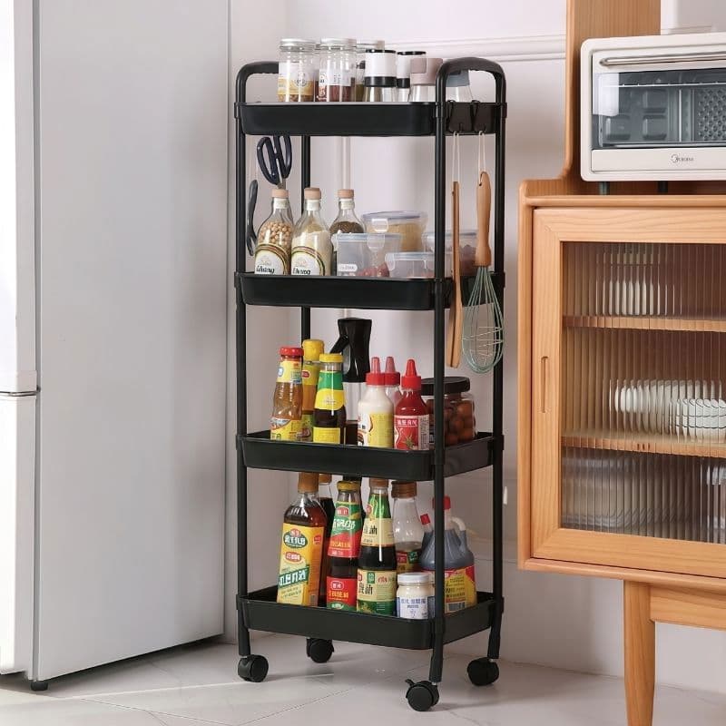 Suport pe roti multifunctional cu 4 polite — reducere 46% de la 124 lei la 66,94 lei