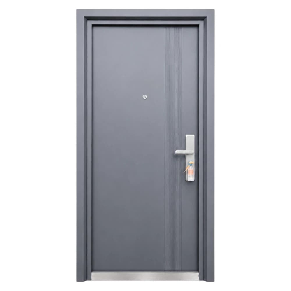 Usa metalica de exterior cu izolatie si vizor Novo Doors ND7006, tabla 0.7 mm, prag din inox, balamale si clanta incluse, pentru casa si apartament, Gri Antracit (Dimensiune: 88 cm, Sens deschidere: S — reducere 39% de la 1.499 lei la 908,26 lei