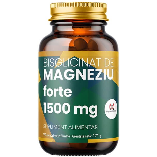 Bisglicinat de Magneziu Forte 1500mg 90cpr — reducere 27% de la 134,5 lei la 97,82 lei