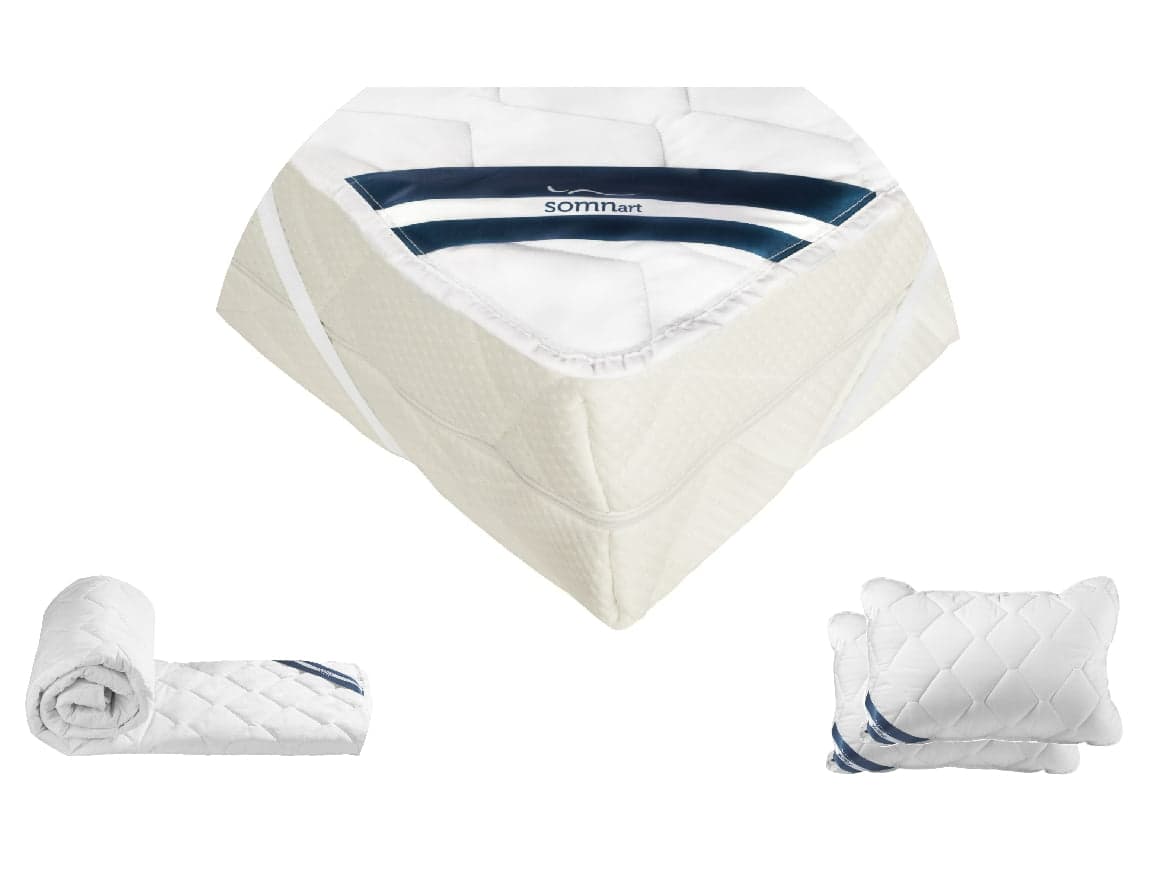 Pachet 1 Protectie pentru saltea Bumbac Pur, 160x200 + Pilota Bumbac Pur, 180x200 + 2 Perna Bumbac Pur, 50x70, 100% bumbac — reducere 20% de la 434,31 lei la 347,44 lei