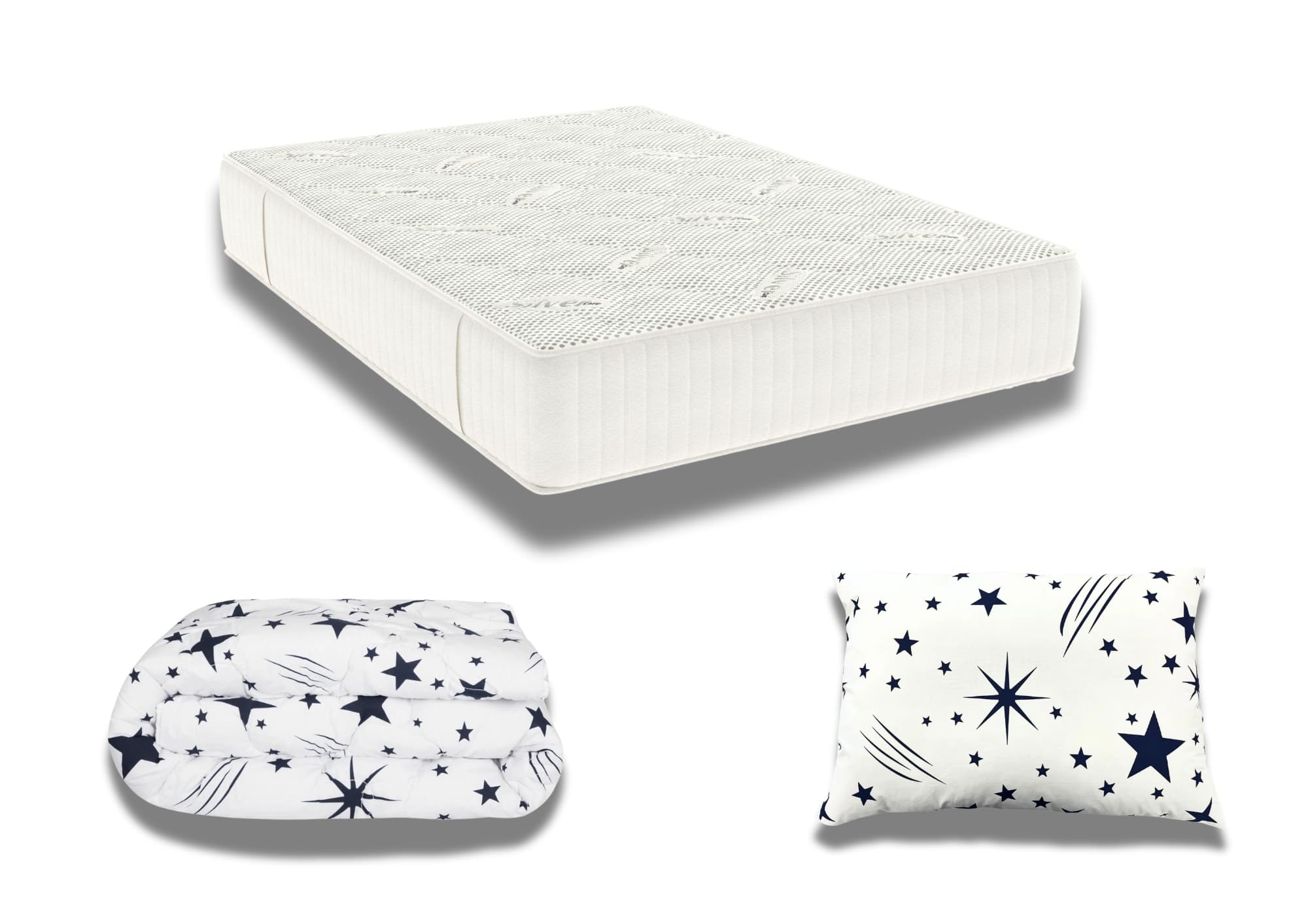 Pachet Promo: Saltea Silver Evolution Pocket Spring 90x200x30 + Pilota bumbac Stelute 150×200 + 1 Perna bumbac Stelute 50×70 — reducere 26% de la 1.349,22 lei la 999,99 lei