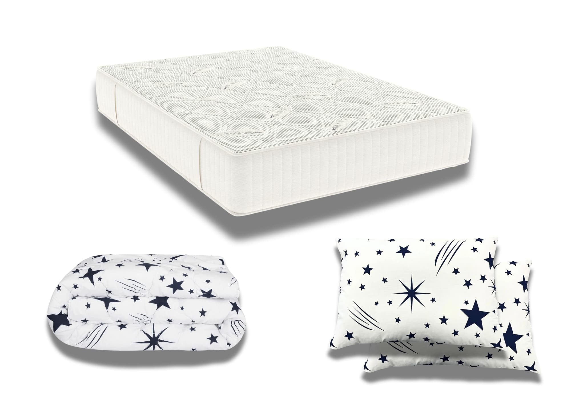 Pachet Promo: Saltea Silver Evolution Pocket Spring 180x200x30 + Pilota bumbac Stelute 200×220 + 2 Perne bumbac Stelute 50×70 — reducere 32% de la 2.368,91 lei la 1.599,99 lei
