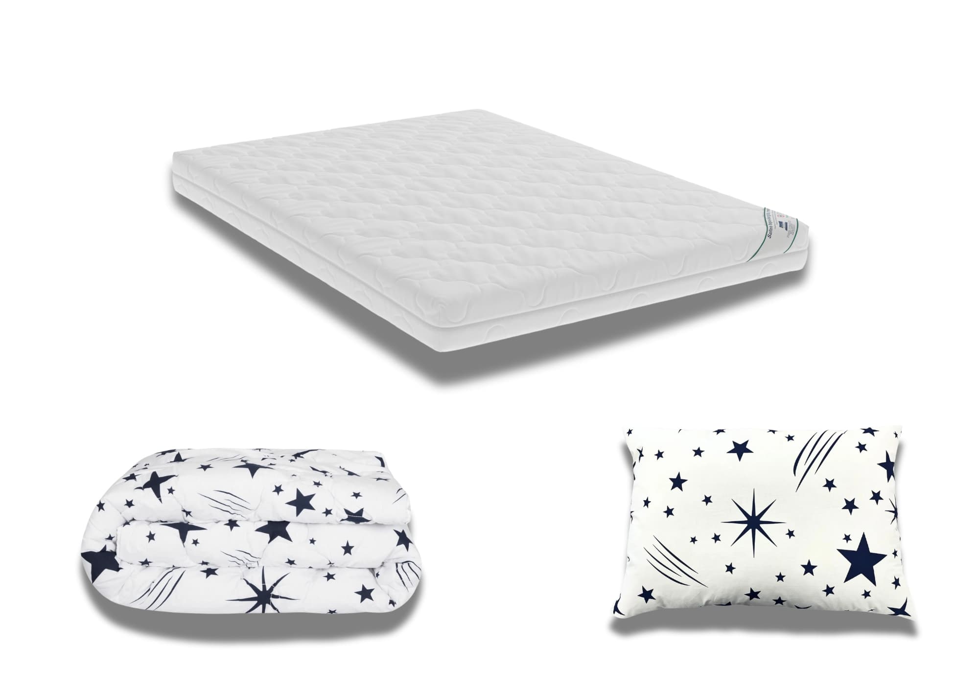 Pachet Promo: Saltea HypoallergenicMed PolyCotton 90x200x16 + Pilota bumbac Stelute 150x200 + 1 Perna bumbac Stelute 50x70 — reducere 31% de la 720,12 lei la 499,99 lei