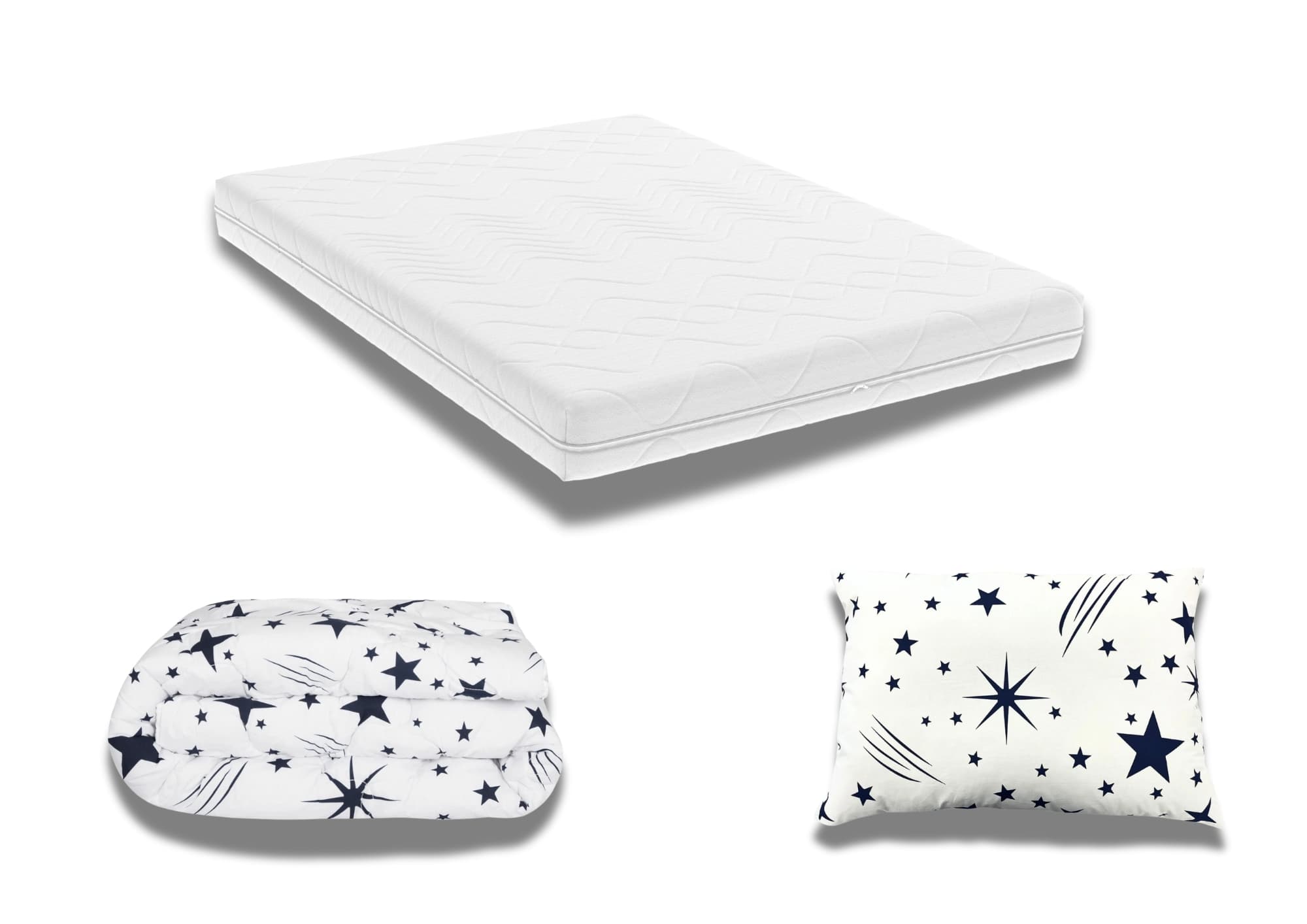 Pachet Promo: Saltea Optimax Ortopedic 90x200x18 + Pilota bumbac Stelute 150x200 + 1 Perna bumbac Stelute 50x70 — reducere 13% de la 630,14 lei la 549,99 lei