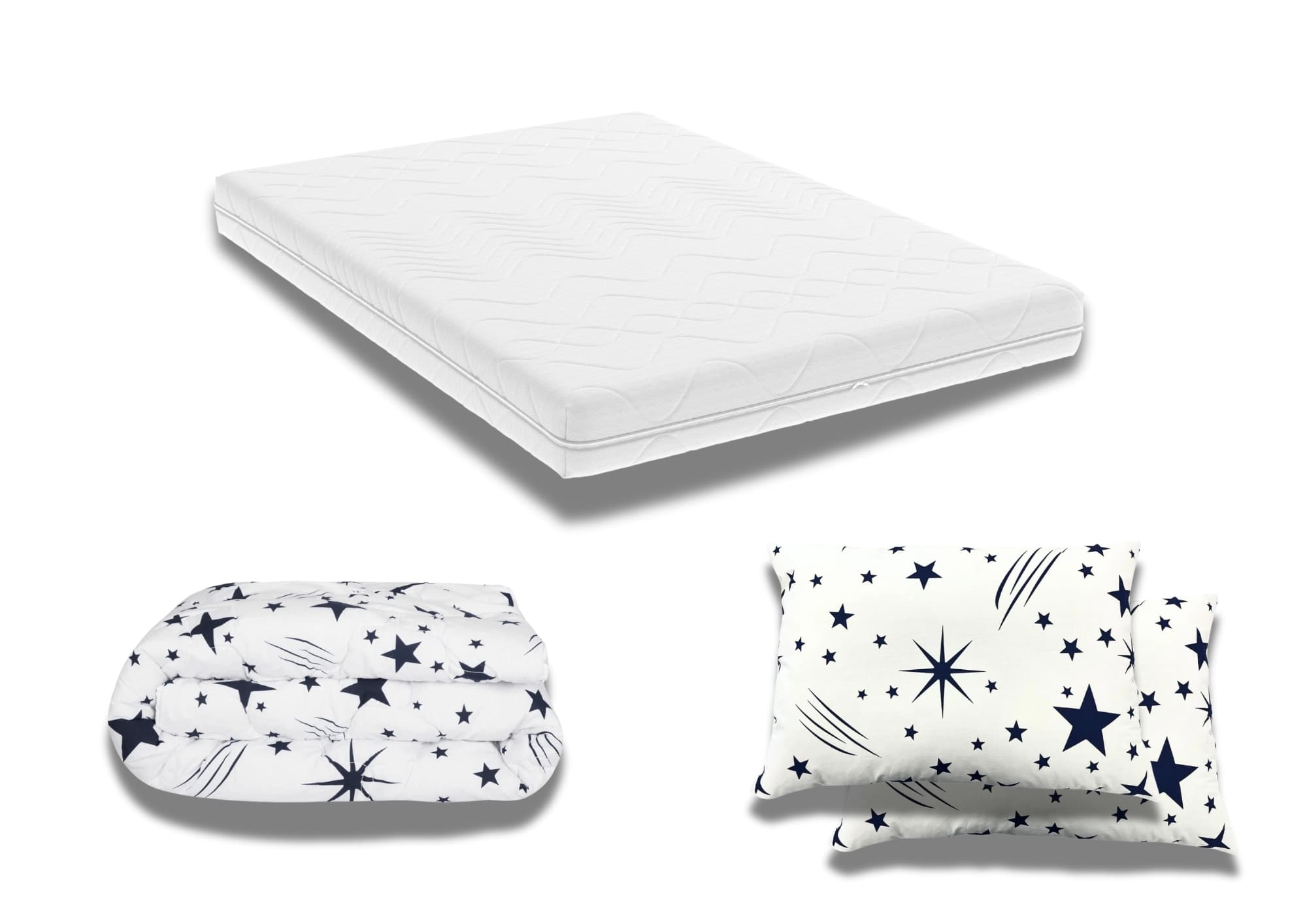 Pachet Promo: Saltea Optimax Ortopedic 140x200x18 + Pilota bumbac Stelute 180x200 + 2 Perne bumbac Stelute 50x70 — reducere 10% de la 842,77 lei la 759,99 lei