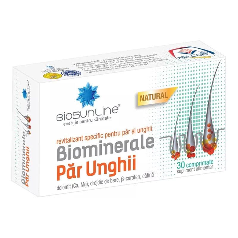 Biominerale pentru par si unghii, 30 tablete, Helcor — reducere 20% de la 24,4 lei la 19,52 lei