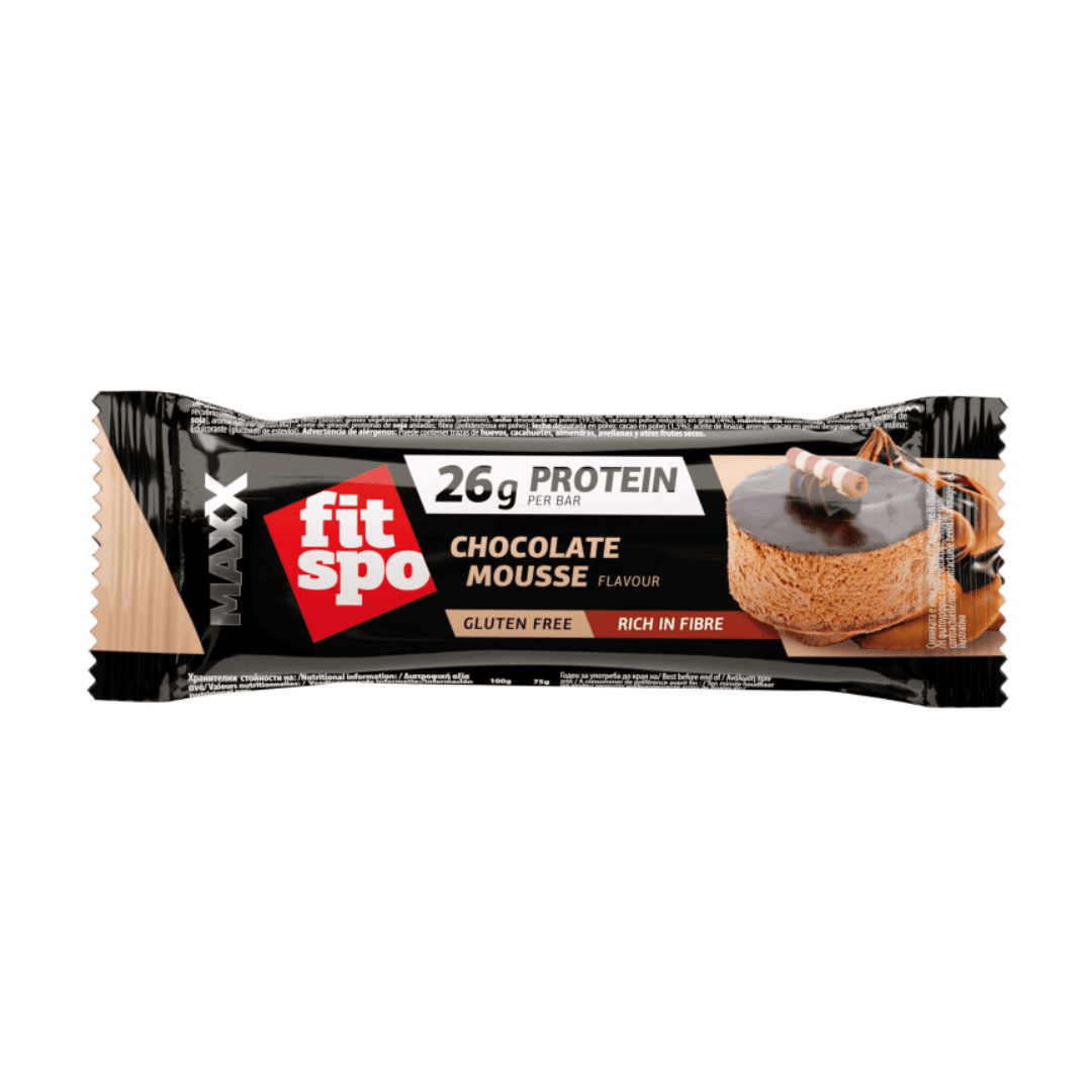 Baton proteic Maxx Chocolate Mousse, 75g, FitSpo — reducere 15% de la 11,9 lei la 10,12 lei