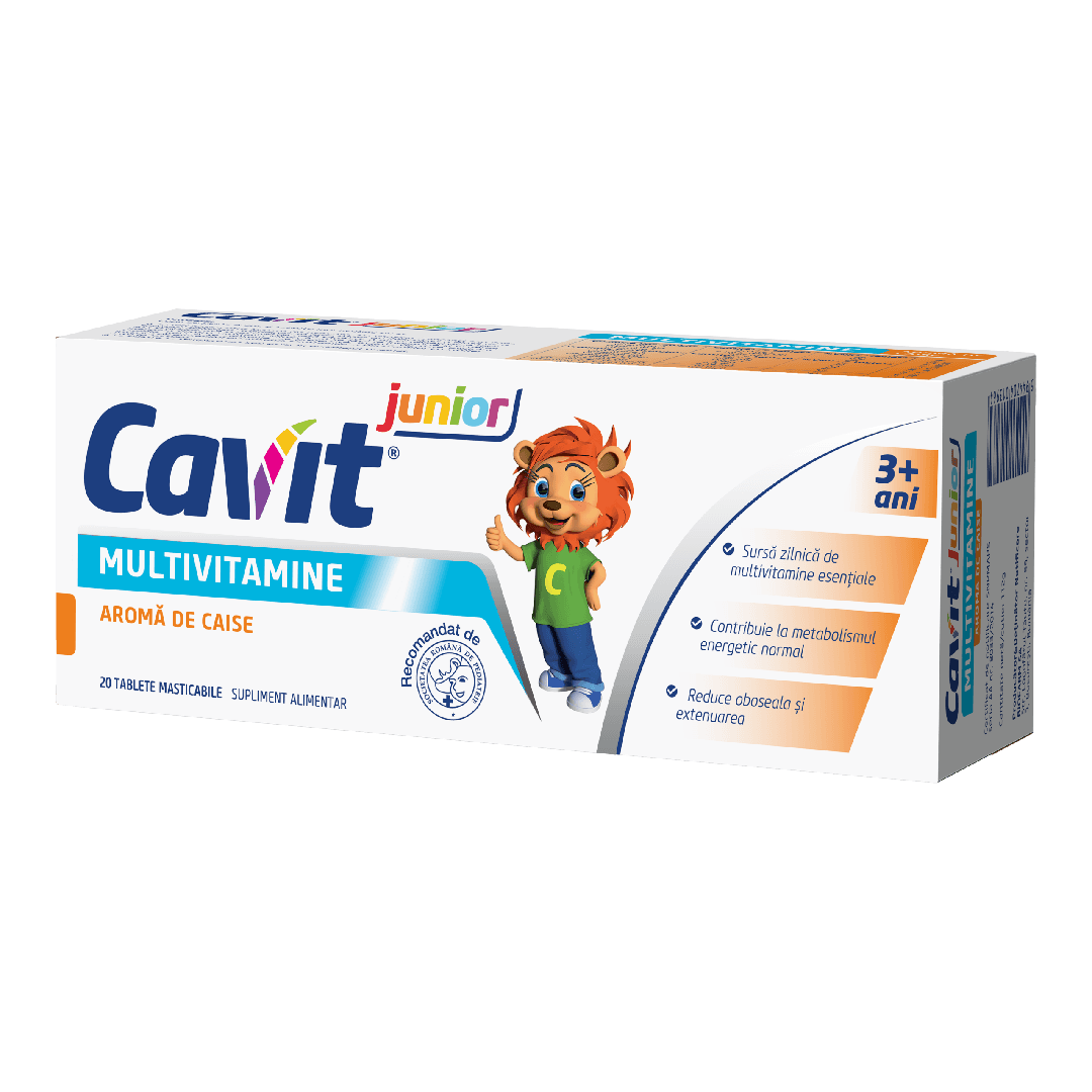 Multivitamine Cavit Junior, 3 ani+, 20 tablete masticabile, Biofarm — reducere 20% de la 27,4 lei la 21,92 lei