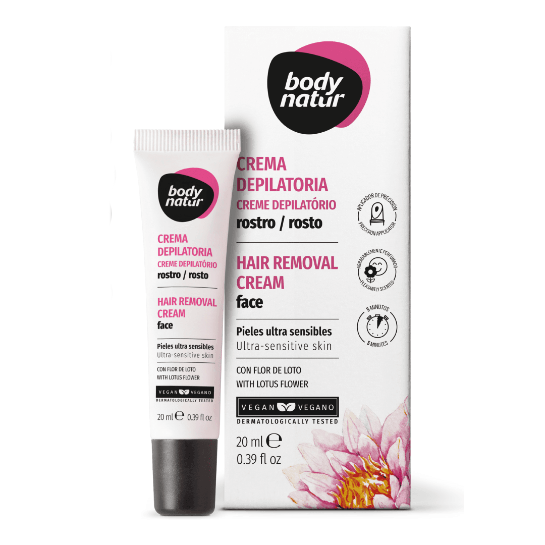 Crema depilatoare pentru fata cu aplicator de precizie, Floare de Lotus, 20 ml, Body Natur — reducere 20% de la 25 lei la 20 lei
