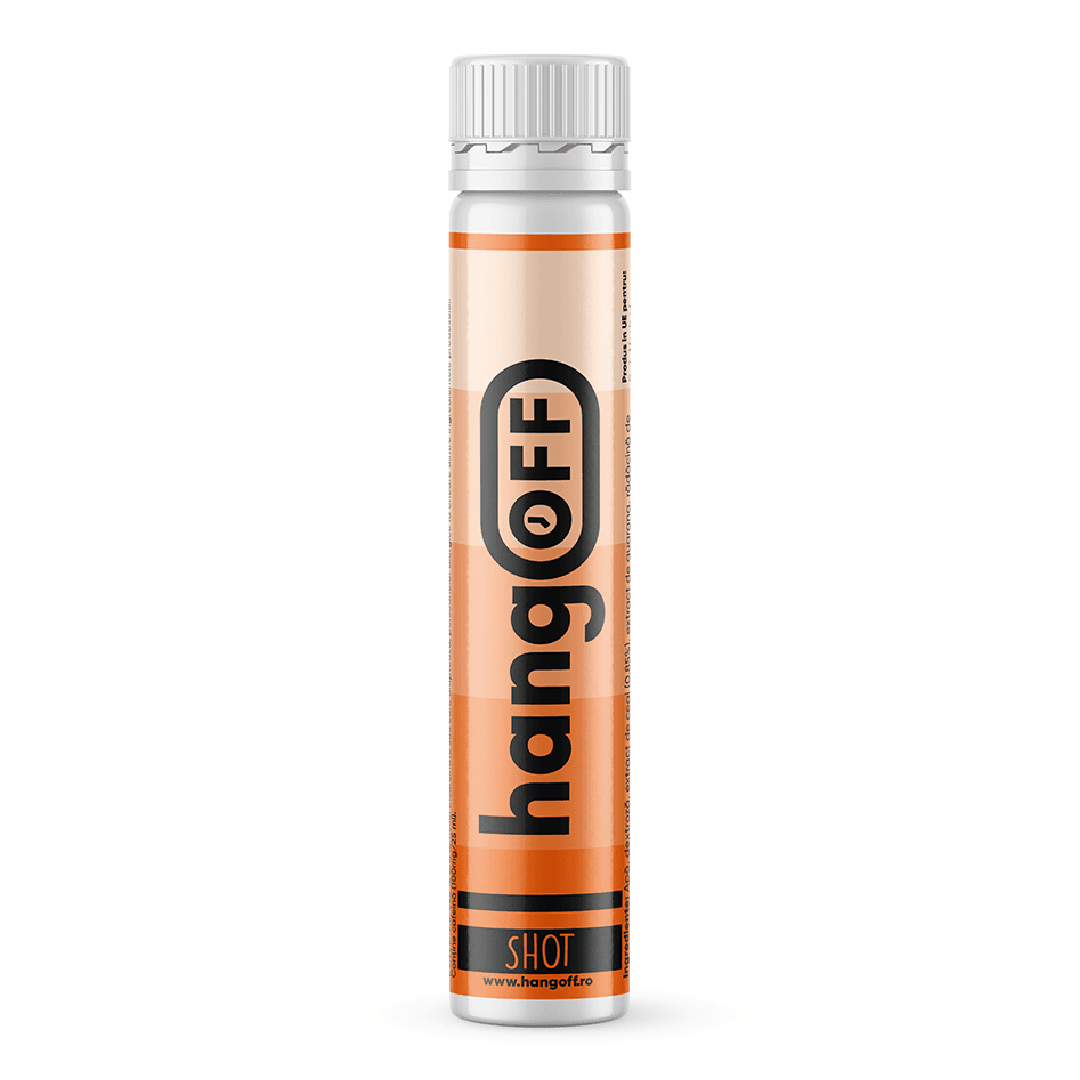 Shot cu vitamine si extracte din plante, 25 ml, HangOff — reducere 10% de la 17,9 lei la 16,11 lei