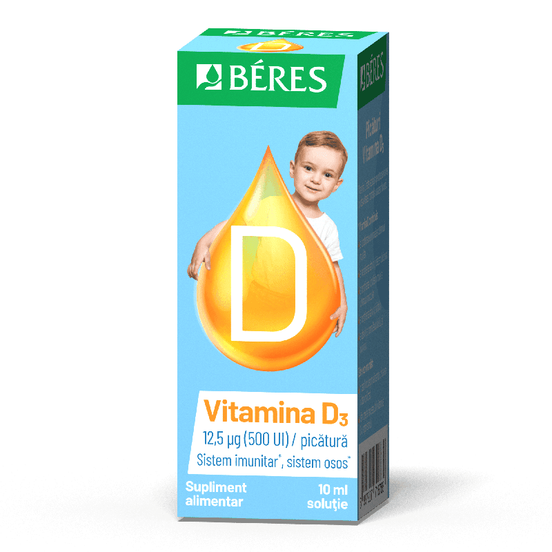 Picaturi Vitamina D3, 10 ml solutie, Beres — reducere 15% de la 19,4 lei la 16,49 lei