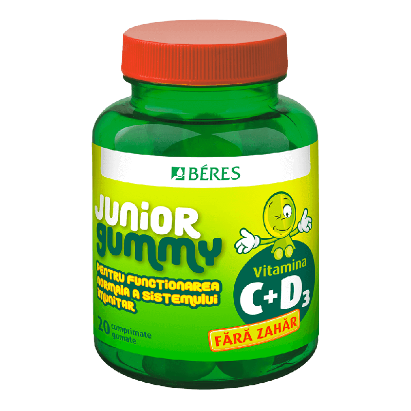 Vitamina C + D3 Junior Gummy, 20 comprimate gumate, Beres — reducere 15% de la 24,4 lei la 20,74 lei